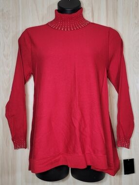 NWT Alfani Red Embellished Turtleneck Sweater Sz Lg